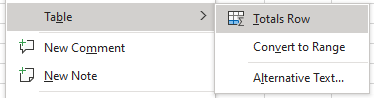 Add totals to a table in Excel