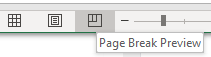 Page break preview icon in an Excel worksheet footer
