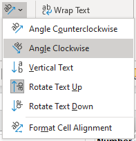 Rotate text options in Excel