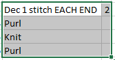 Repeating knitting pattern rows