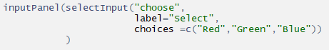 The R code to create a simple selectInput control