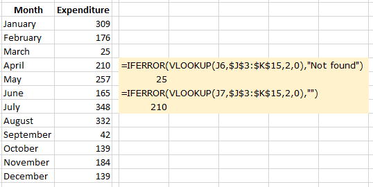 Showing Excel IFFERROR and VLOOKUP with custom text returned