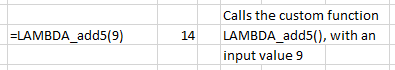 Excample of a simple Excel Lambda function