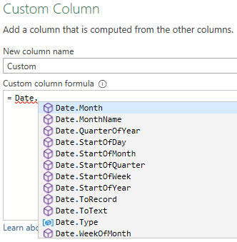 Date formulas in power query