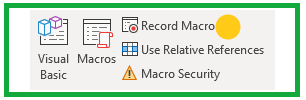 Record a macro in Excel using the icon on the Developer tab